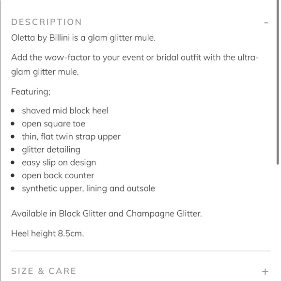 BILLINI OLETTA CHAMPAGNE GLITTER SLIP ON GLAM MULE SQUARE TOE BLOCK HEELS SIZE 7 - Picture 10 of 10